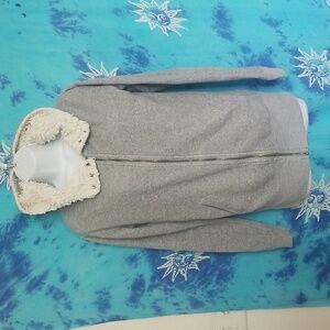 Aerie Gray Sherpa Hooded Zip Up Sz XS